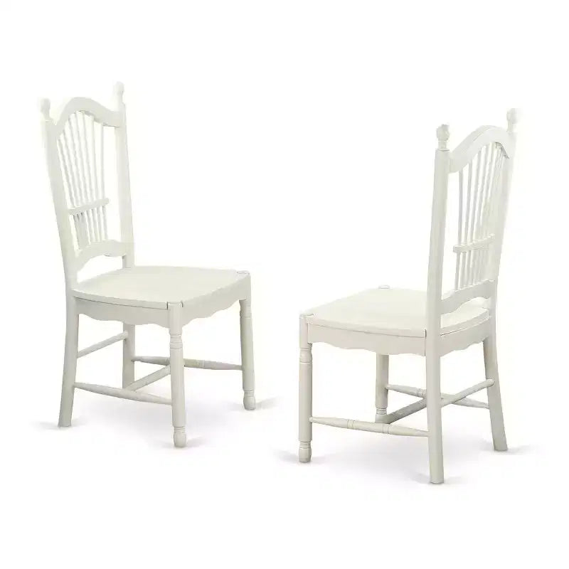 HomeStock 5-Pc Linen White Finish Solid Wood Top - Dining Room Set with Dropleaf - Seats 4