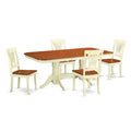 Dining Table Set 5 Piece Kitchen Table with Chairs - Round Extension Leaf Table