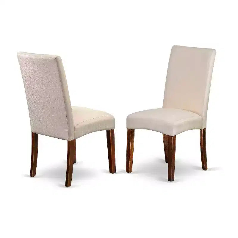 Round Dining Table Set 36 Inch - 3Pc Coastal Craftsman Table & Chairs - Linen Fabric Cream