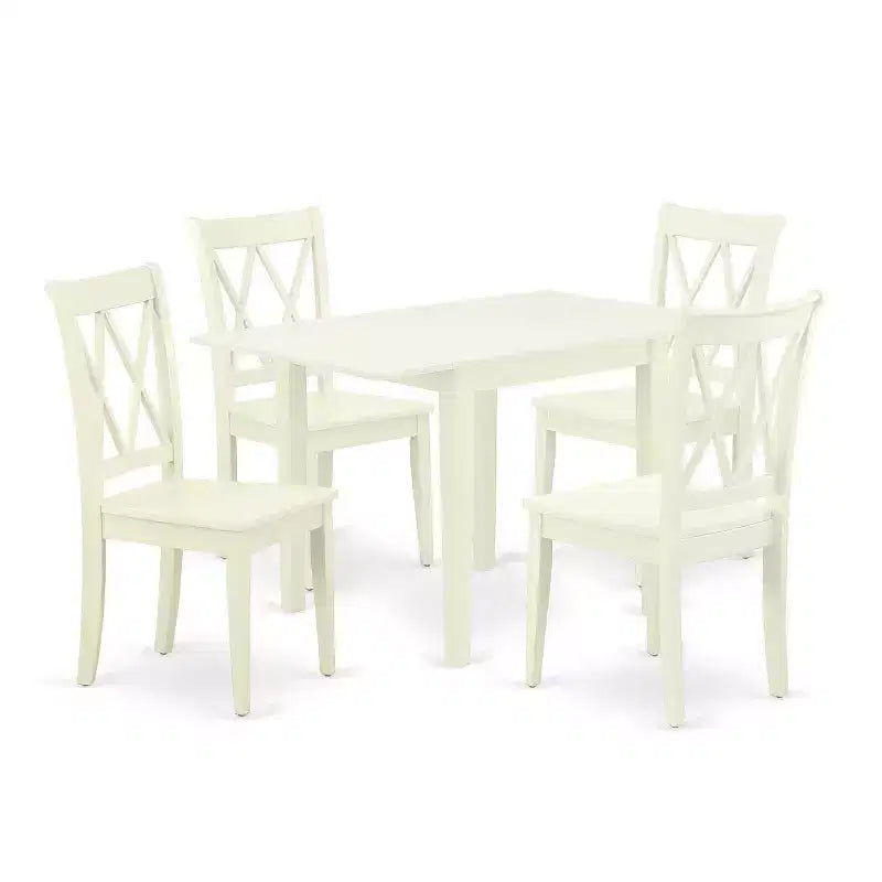 HomeStock 5-Pc Linen White Finish Solid Wood Top-Dining Room Set-Seats 4
