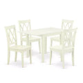 HomeStock 5-Pc Linen White Finish Solid Wood Top-Dining Room Set-Seats 4
