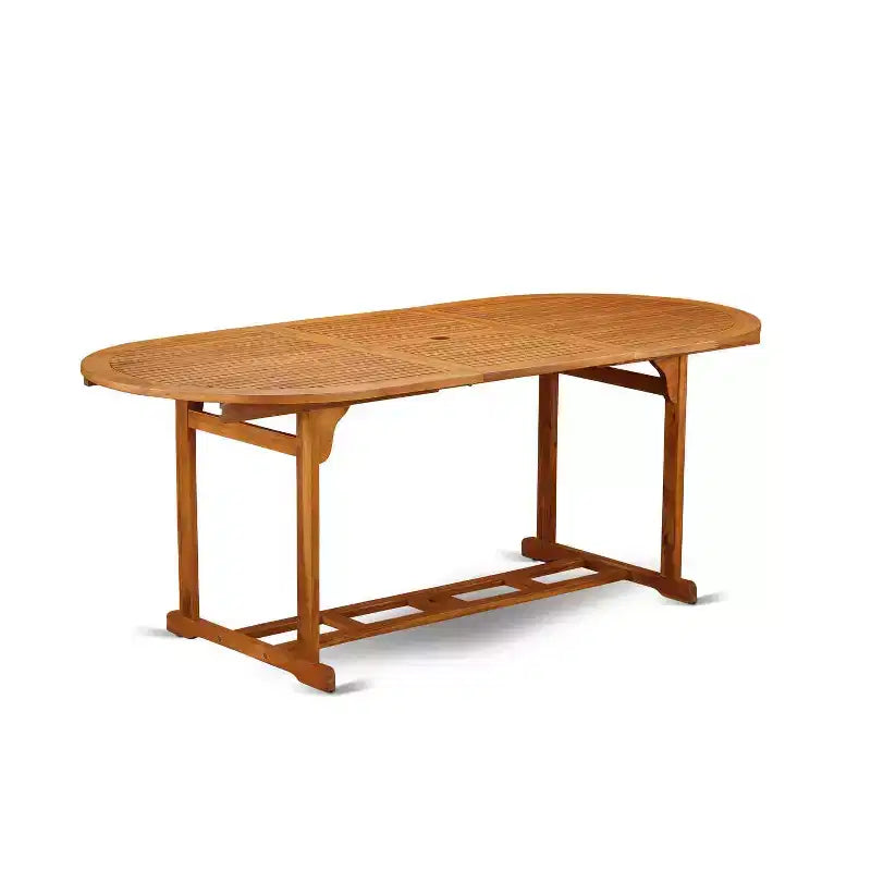 HomeStock 9-Piece Natural Oak Finish Solid Wood Top Dining Table with 8 Chairs