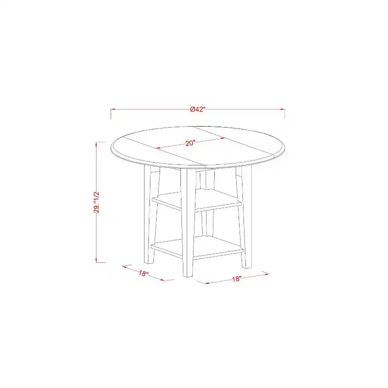 HomeStock 5-Pc Black and Cherry Finish Solid Wood Top - Round Dining Room Set - Seats-4