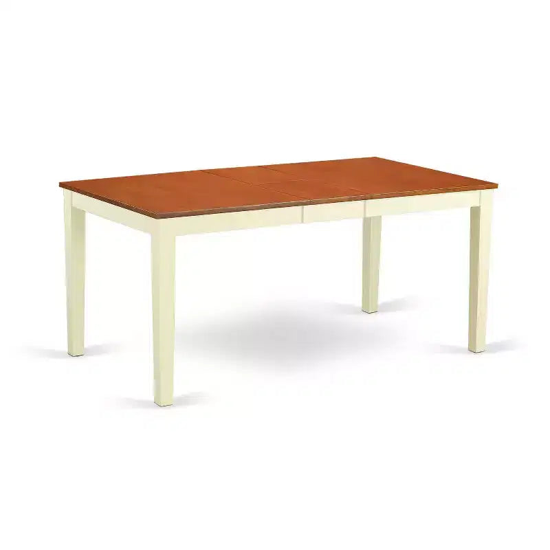 HomeStock 6-Piece Rectangle Buttermilk and Cherry Finish Solid Wood Top dining Table with 1-Bench and 4-Chairs