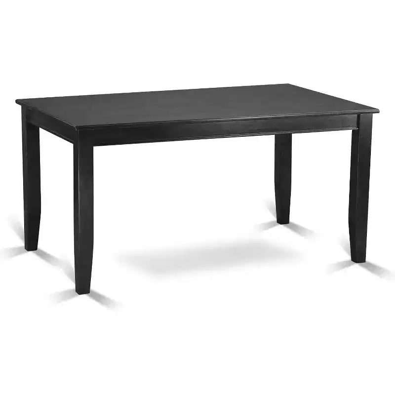 5-Piece Black Finish Solid Wood Top - Rectangular Button Tufted Dining Room Set - Seats 4