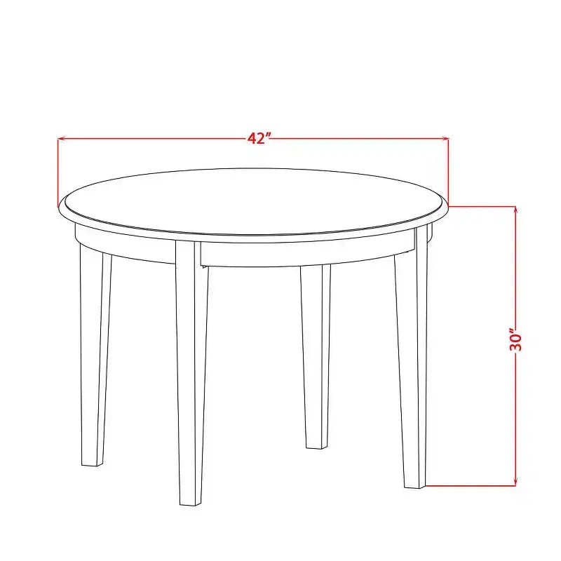 5-Piece Round Cappuccino Finish Solid Wood Top Dining Table with 4-Chairs with