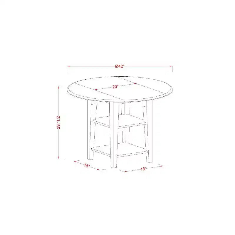 HomeStock 3-Pc Linen White Finish Round Solid Wood Top with Dropleaf Dining Table Set