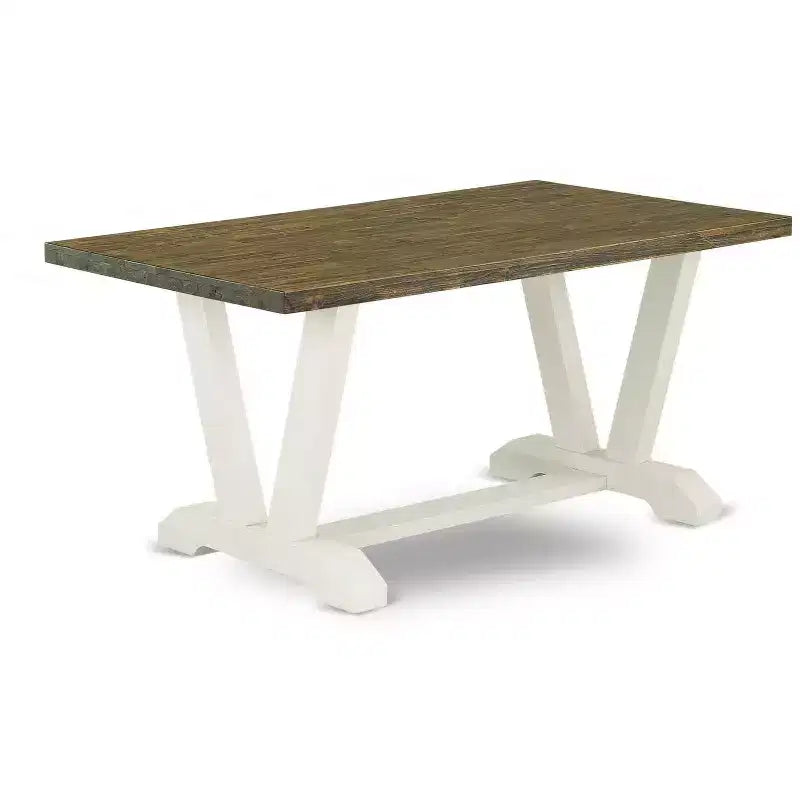 6-Piece Rectangle Distressed Jacobean Finish Solid Wood Top Dining Table with 1-Bench, 4-Chairs with