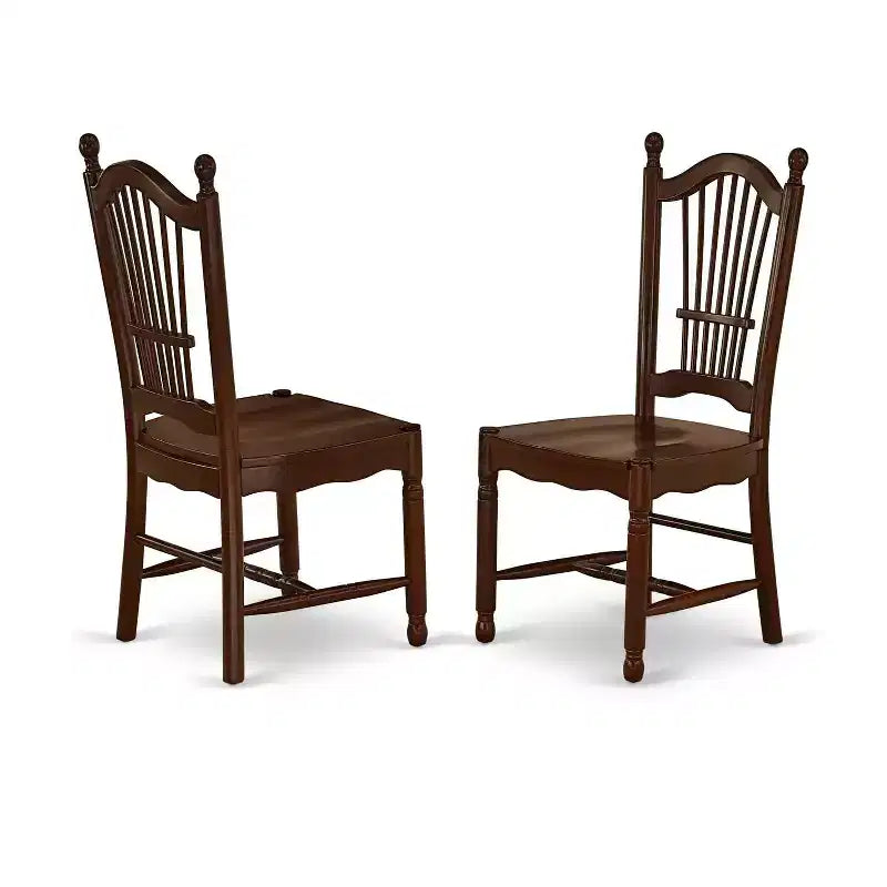HomeStock 5-Piece Round Mahogany Finish Solid Wood Top Dining Table with 4 Chairs with Drop Leaf