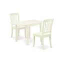 HomeStock 3-Piece Linen White Finish Solid Wood Top Dining Table Set