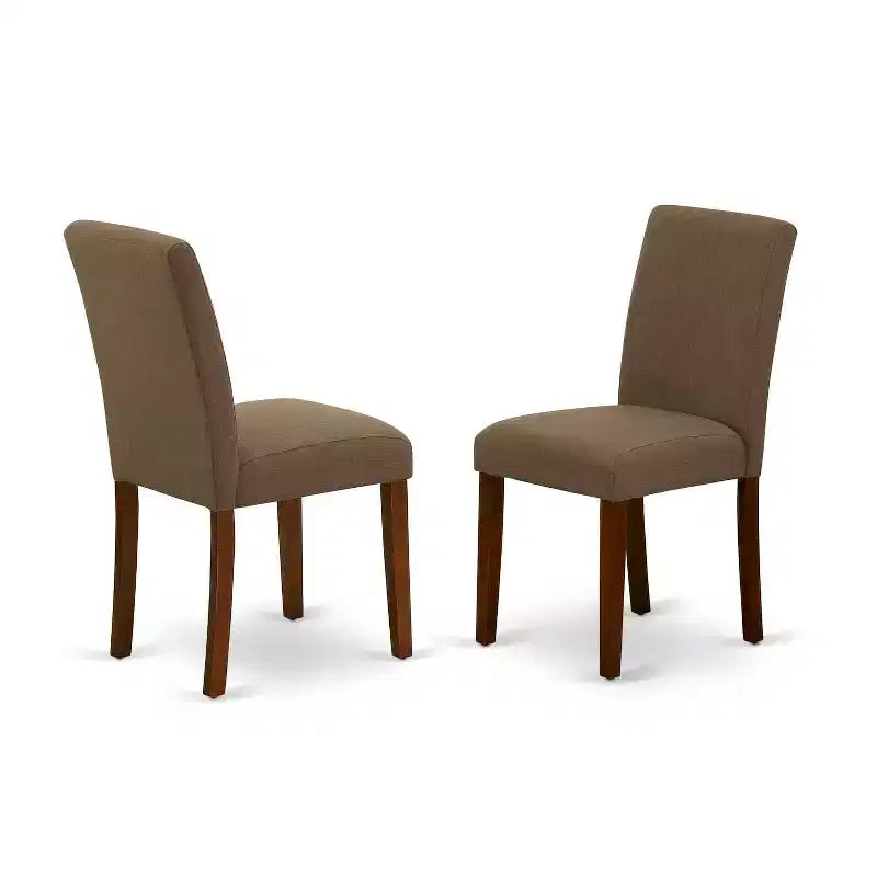Bohemian Kitchen Table Set - 36 Inch Square Table with 2 Parsons Chairs - Coffee Linen Fabric