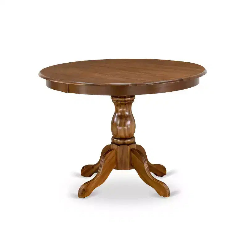 3-Piece Acacia Walnut Finish Solid Wood Top - Dining Room Set with High Back - Seats 4