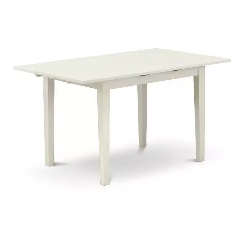 HomeStock 3-Pc Linen White Finish Rectangular Solid Wood Top with Butterfly Leaf Dining Table Set