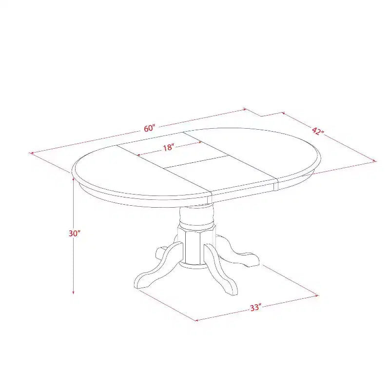 HomeStock 5-Piece Oval Saddle Brown Finish Solid Wood Top Dining table with 4 Chairs