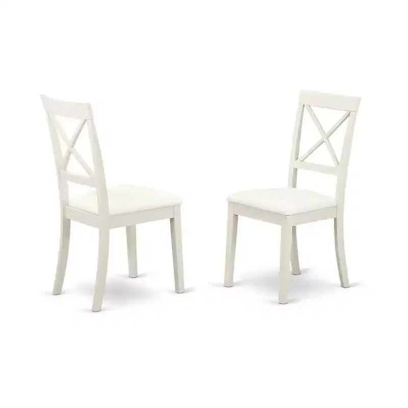3-Piece Linen White Finish Solid Wood Top - Dining Room Set - Seats 4