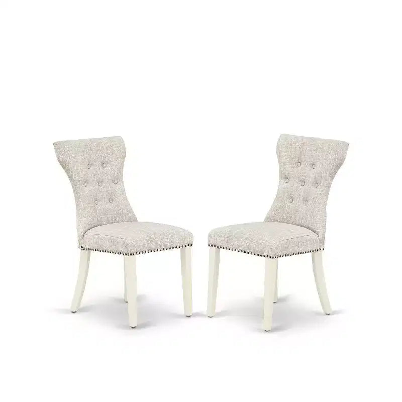 Modern 3-Piece Kitchen Dining Set - Table & 2 Parsons Chairs - Linen White Finish
