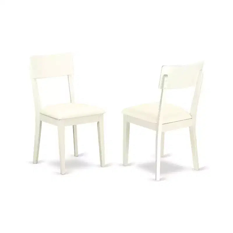 HomeStock 5-Piece Round Linen White Finish Solid Wood Top Dining Table with 4 Chairs