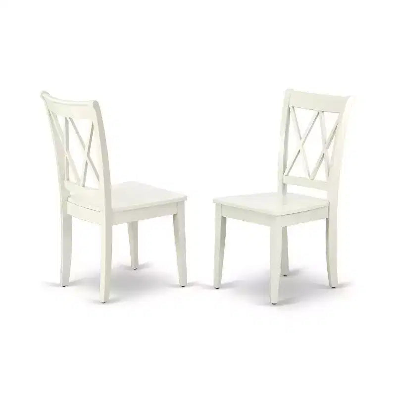 HomeStock 5-Pc Linen White Finish Solid Wood Top-Rectangular Dining Room Set with Butterfly Leaf-Seats 4