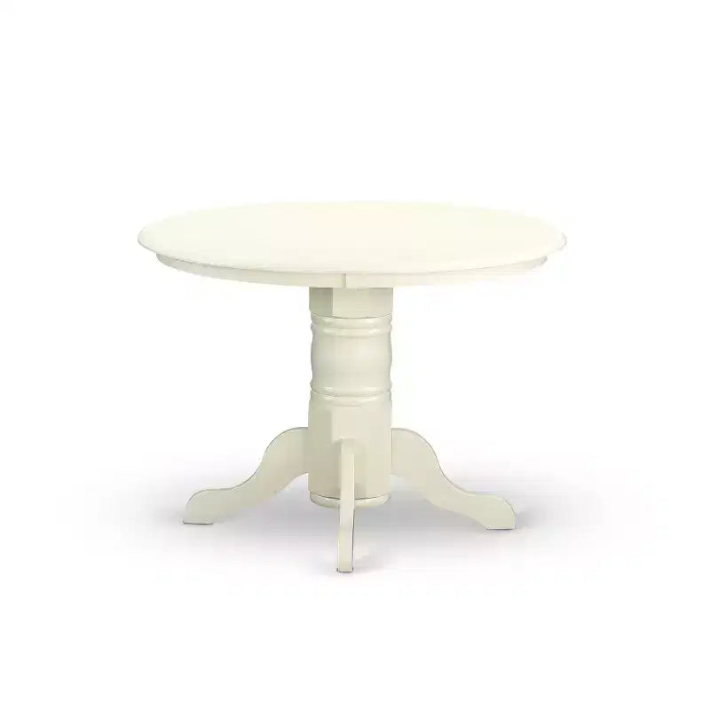 Round Dining Set 3pc - 42 Inch Table & 2 Chairs - Linen White Kitchen Dinette Set