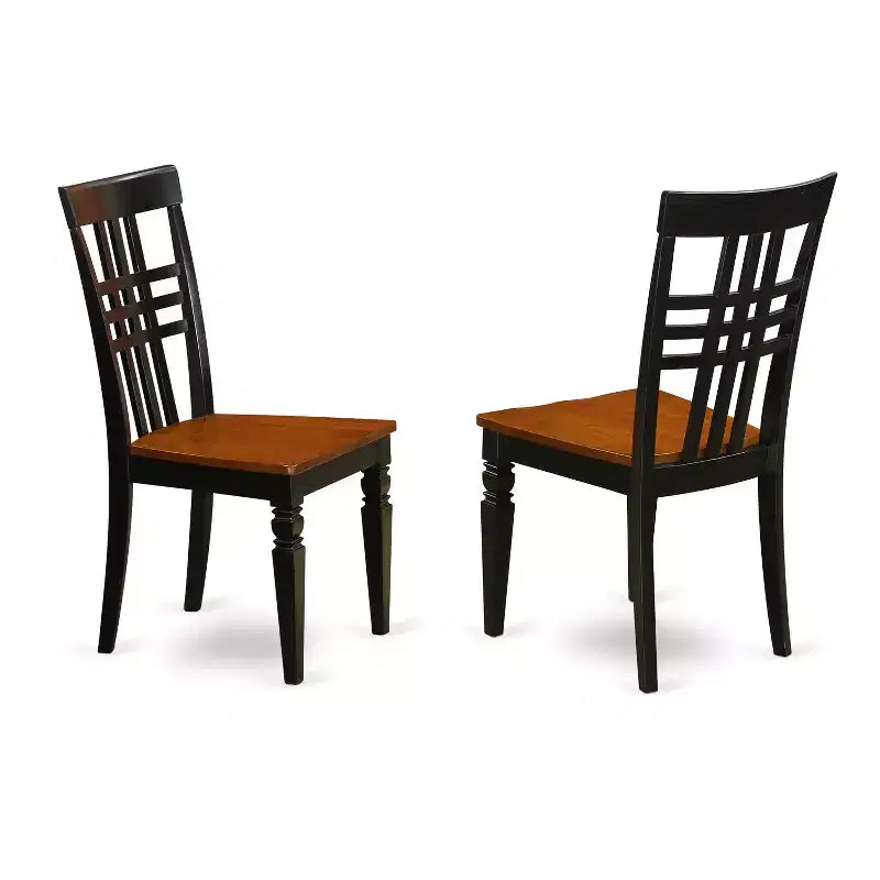 HomeStock 3-Piece Round Black and Cherry Finish Solid Wood Top Dining Table with 2 Chairs