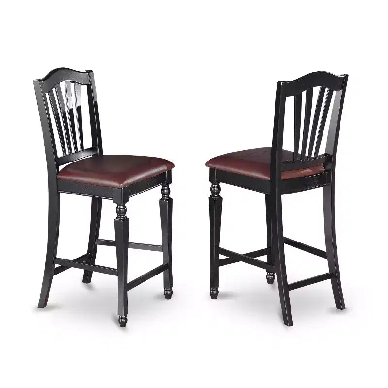 HomeStock 3-Piece Black Finish Solid Wood Top Counter Height Dining Table Set