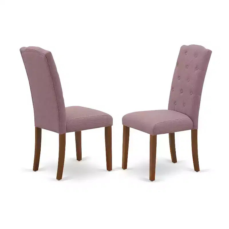 3Pc Dinette Set - Square Kitchen Table & 2 Parsons Chairs - Mahogany Finish