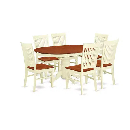 7 Piece Dining Set - Oval Table with Leaf & 6 Chairs - Kitchen Dinette Set