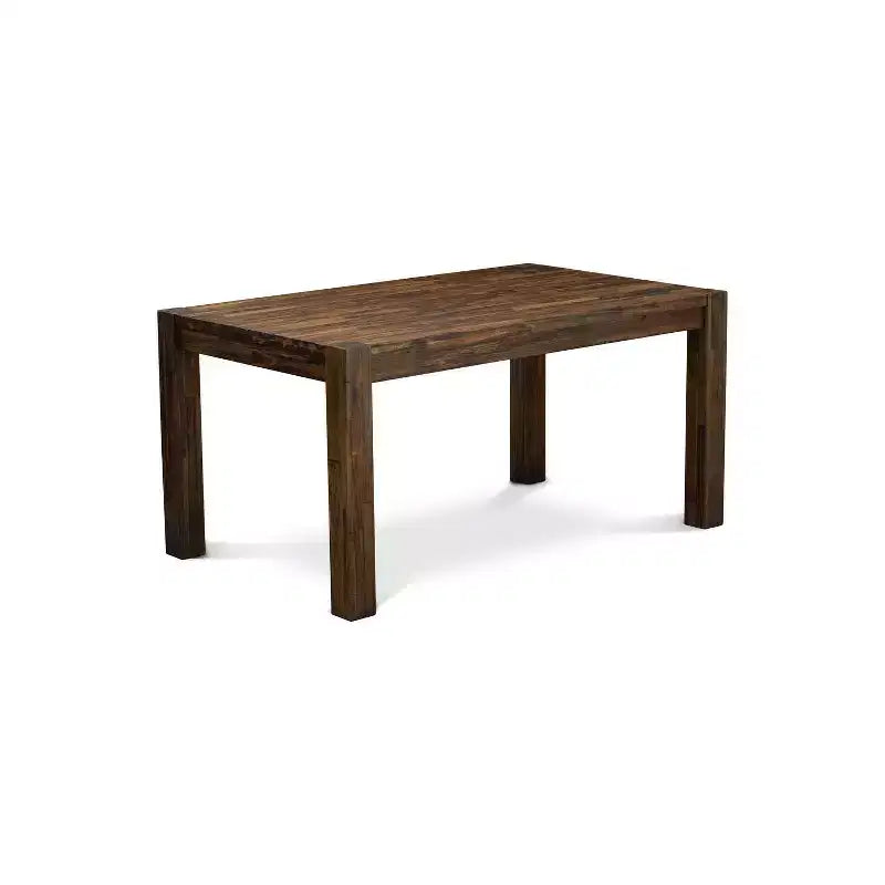 HomeStock 7-Piece Rectangle Natural Oak Finish Solid Wood Top Dining Table with 6 Parson Chairs