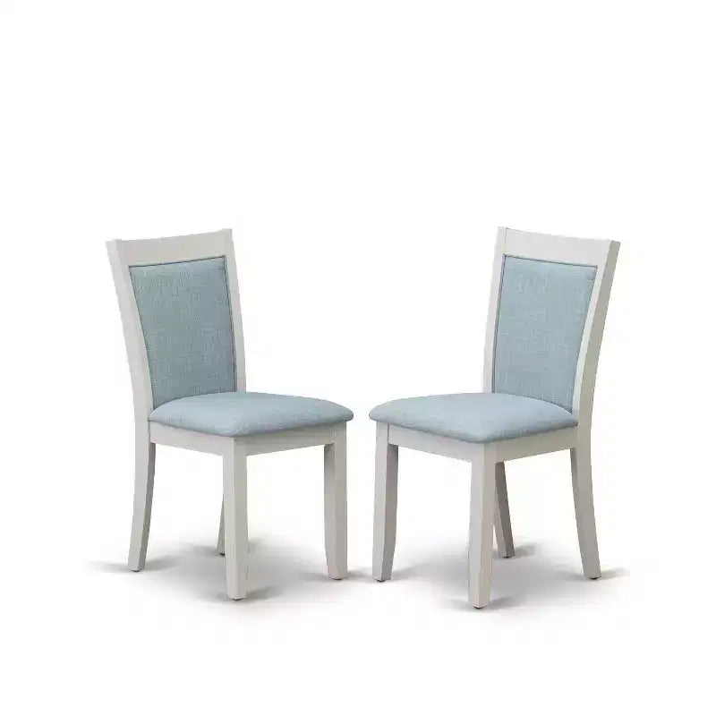 HomeStock 7-Piece Wire Brushed Linen White Finish Solid Wood Top Dining Table with 6 Chairs