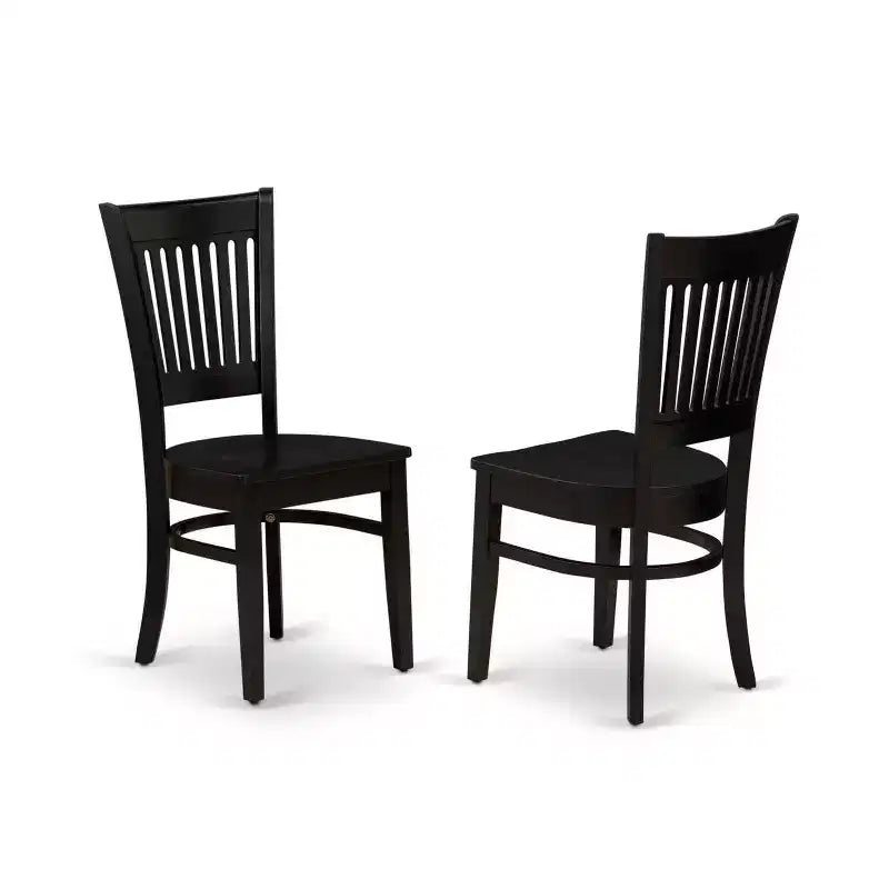 HomeStock 5-Piece Black Finish Solid Wood Top Dining table with 4 Chairs with Drop Leaf Slat Back