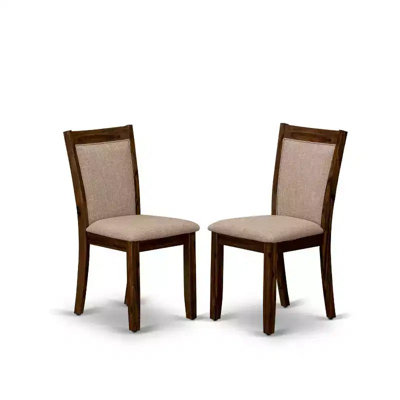 3-Piece Antique Walnut Solid Wood Top - Upholstered Dining Room Set - Seats-4