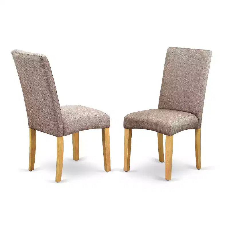 Dining Room Table Set 60 Inch Rectangle with 4 Chairs - Linen Fabric Dark Khaki Finish