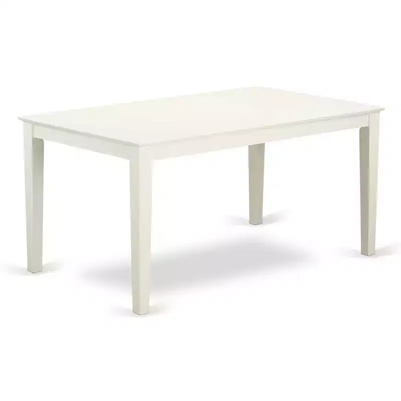 HomeStock 7-Piece Rectangle Linen White Finish Solid Wood Top Dining Table with 6 Chairs