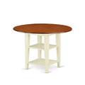HomeStock 3-Pc Buttermilk and Cherry Solid Wood Top - Round Dining Room Set - Seats-4