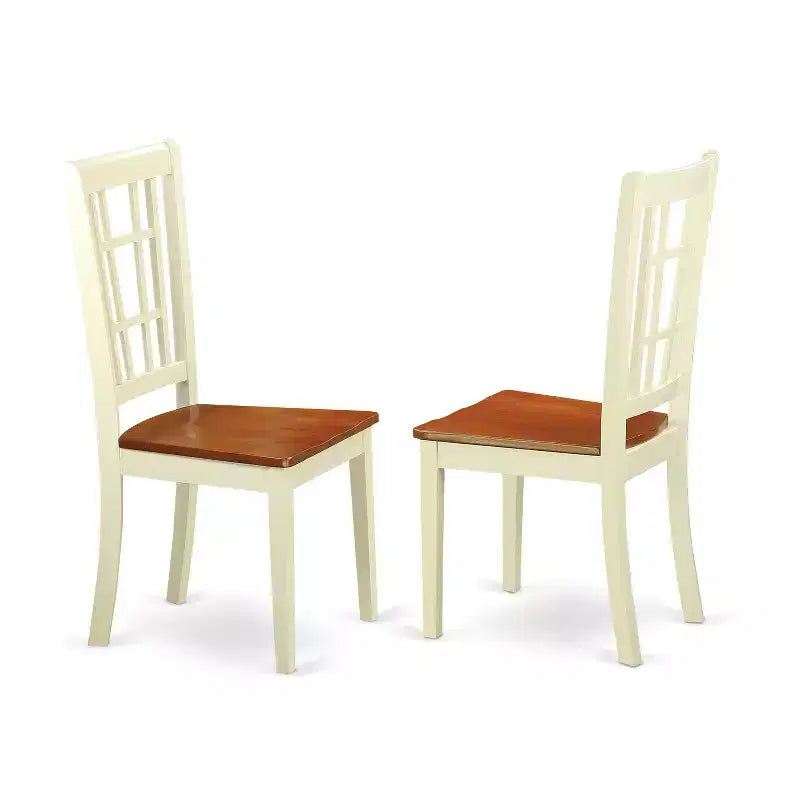 HomeStock 3-Pc Buttermilk and Cherry Solid Wood Top - Round Dining Room Set - Seats-4