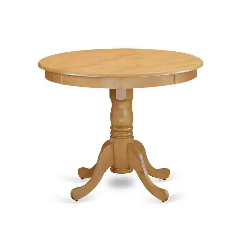 Round Dining Table Set - 36 Inch Table & 2 Chairs - Linen Fabric - Solid Wood Base