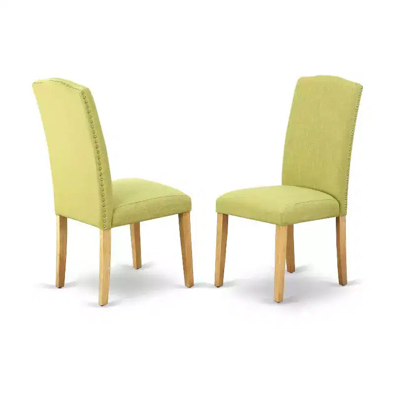Round Dining Table Set - 36 Inch Table & 2 Chairs - Linen Fabric - Solid Wood Base