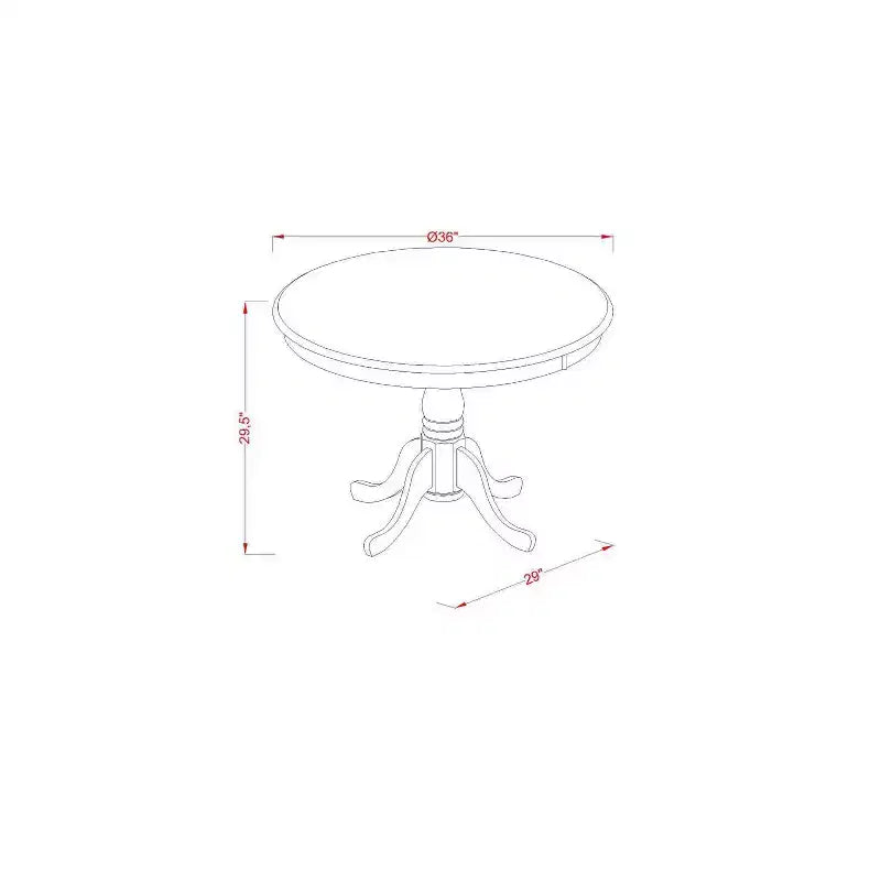 Round Dining Table Set - 36 Inch Table & 2 Chairs - Linen Fabric - Solid Wood Base