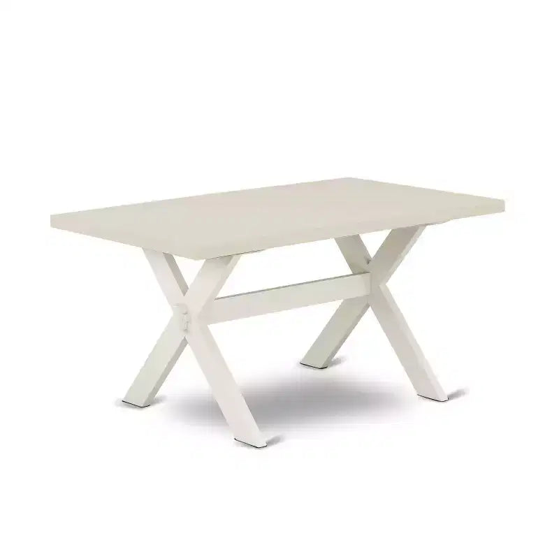 HomeStock 6-Piece Rectangle Wire Brushed Linen White Finish Solid Wood Top Dining Table with 1-Bench, 4-Chairs