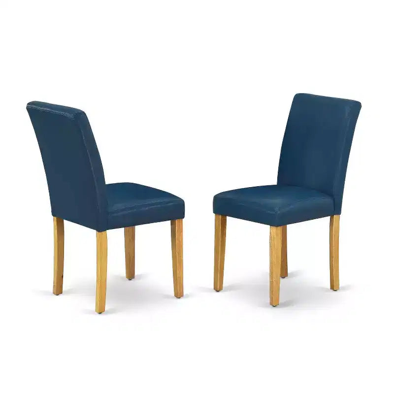 5Pc Square Dining Set - 36 Inch Table & 4 Parson Chairs - Oak Legs, PU Leather Oasis Color