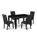 HomeStock 5-Pc Black Finish Solid Wood Top-Rectangular Dining Room Set-Seats 4