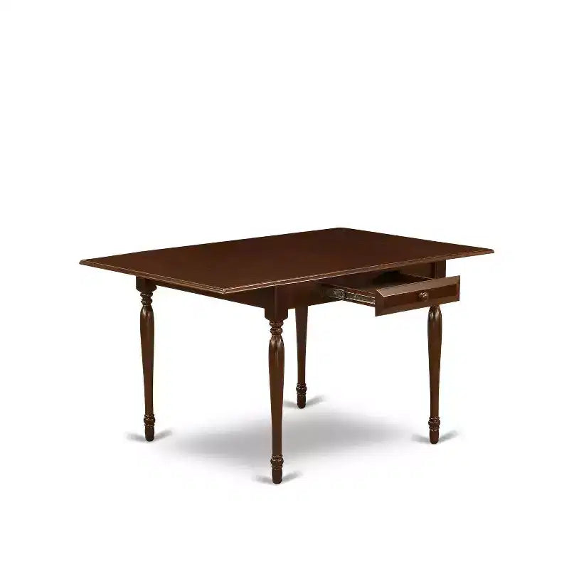 HomeStock 3-Pc Mahogany Finish Rectangular Solid Wood Top with Dropleaf Dining Table Set