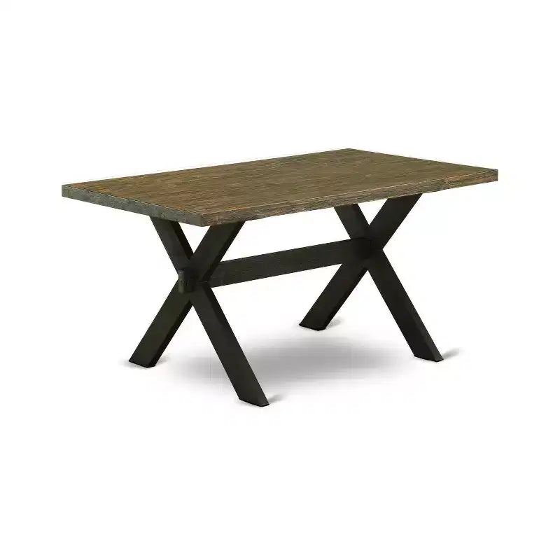 HomeStock 7-Piece Natural Oak Finish Solid Wood Top Dining Table with 6 Chairs