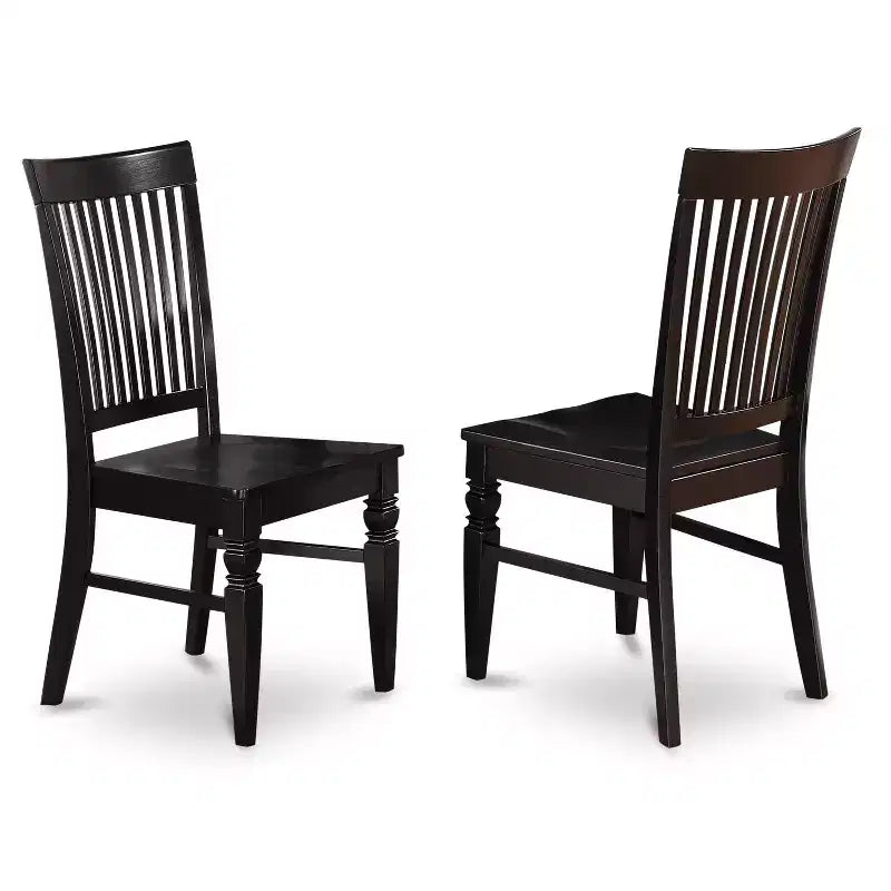 HomeStock 3-Piece Round Black Finish Solid Wood Top Dining Table with 2 Chairs