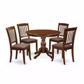 HomeStock 5-Piece Mahogany Finish Solid Wood Top Dining table with 4-Chairs with Slat Back