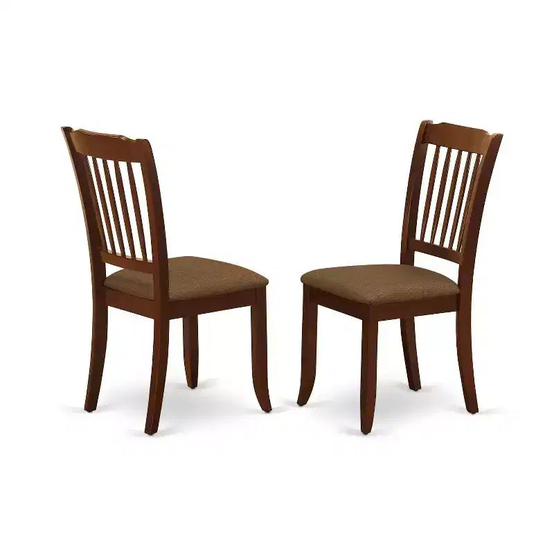HomeStock 5-Piece Mahogany Finish Solid Wood Top Dining table with 4-Chairs with Slat Back