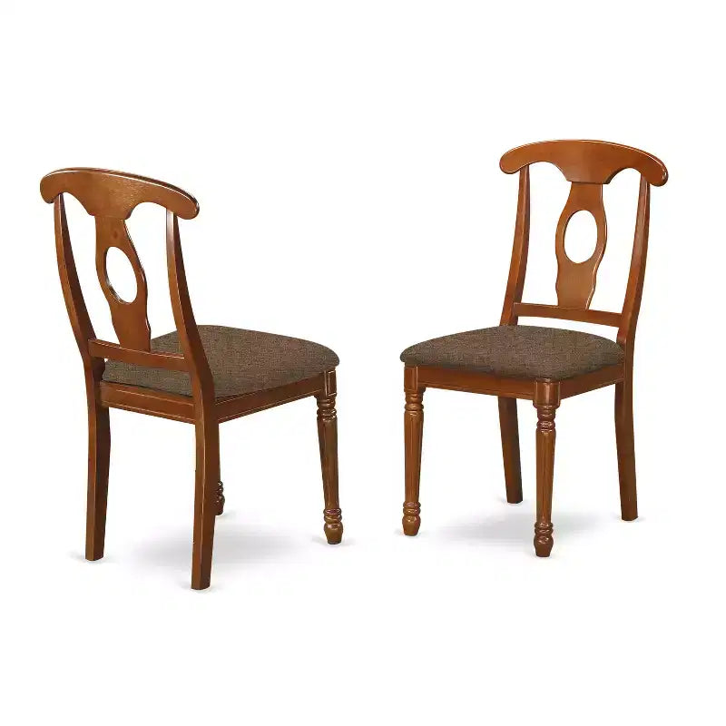 5 Piece Dining Set - Oval Table with Butterfly Leaf & 4 Kitchen Chairs - Saddle Brown Finish