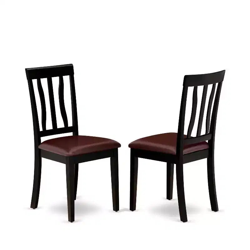 HomeStock 5-Piece Round Black Finish Solid Wood Top Dining table with 4 Chairs