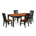 5-Piece Black and Cherry Finish Solid Wood Top - Dining Room Set - Seats 4