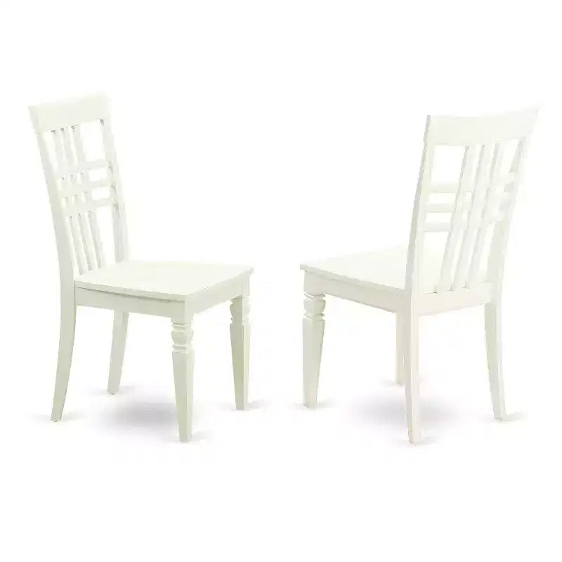 Round Kitchen Table Set - 5 Piece Dinette Table & Chairs - Linen White Finish - Small Space Dining